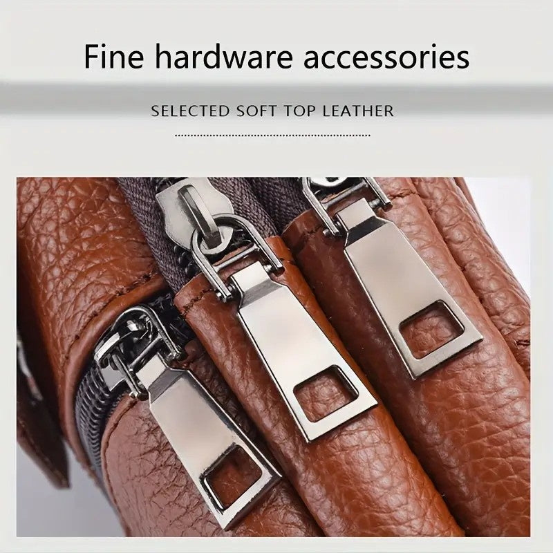 Leather Cell Phone Shoulder Holster,Hip Bum Pack Pouch For Men,Vertical Holster Belt Clip Pouch,Carrying Case With Card Slots Compatible With