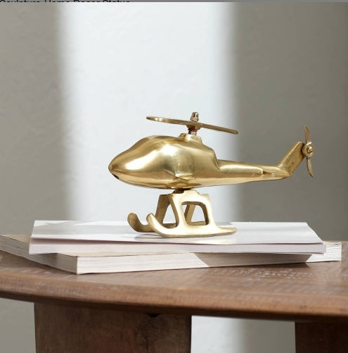 Aluminum Airplane Decorative Sculpture-Home Decor Statue-Accent Figurine Helicopter-10X3.25X5
