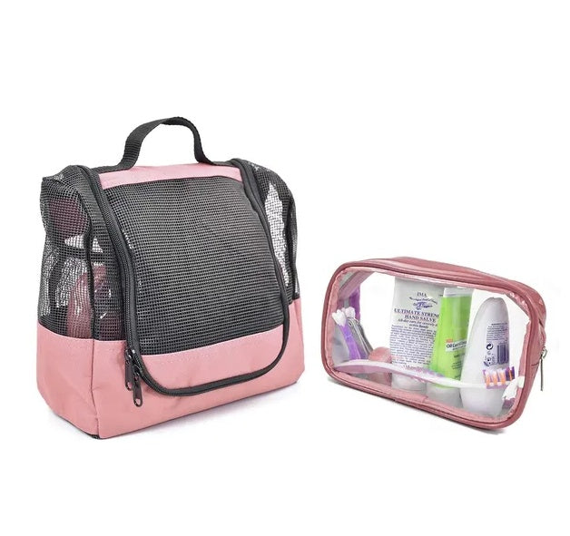Portable Hanging Shower Caddy Organizer With 1 Free Toiletries Case Quick Dry Mesh Shower