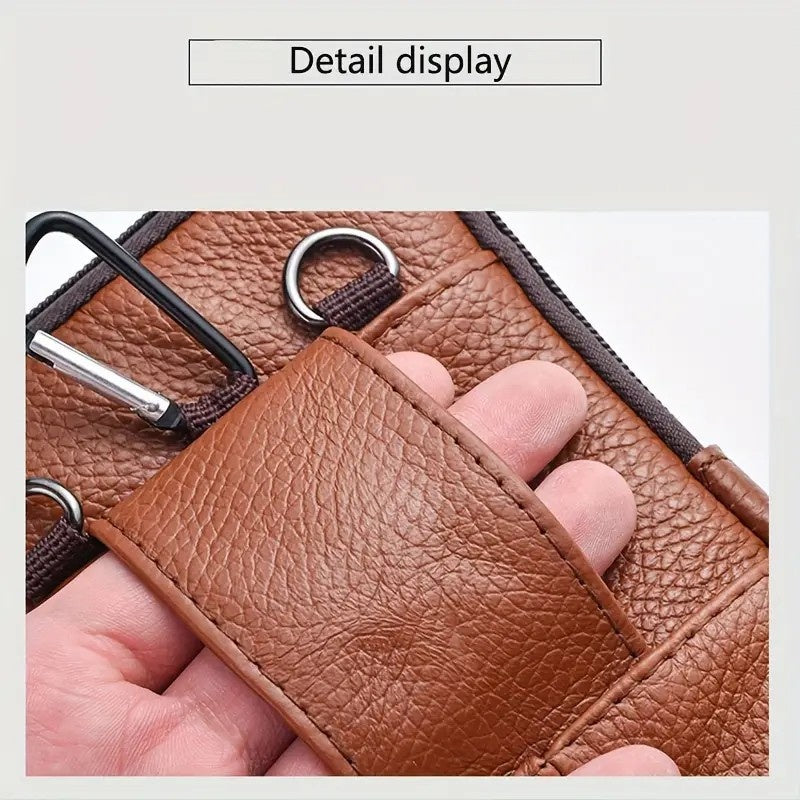 Leather Cell Phone Shoulder Holster,Hip Bum Pack Pouch For Men,Vertical Holster Belt Clip Pouch,Carrying Case With Card Slots Compatible With