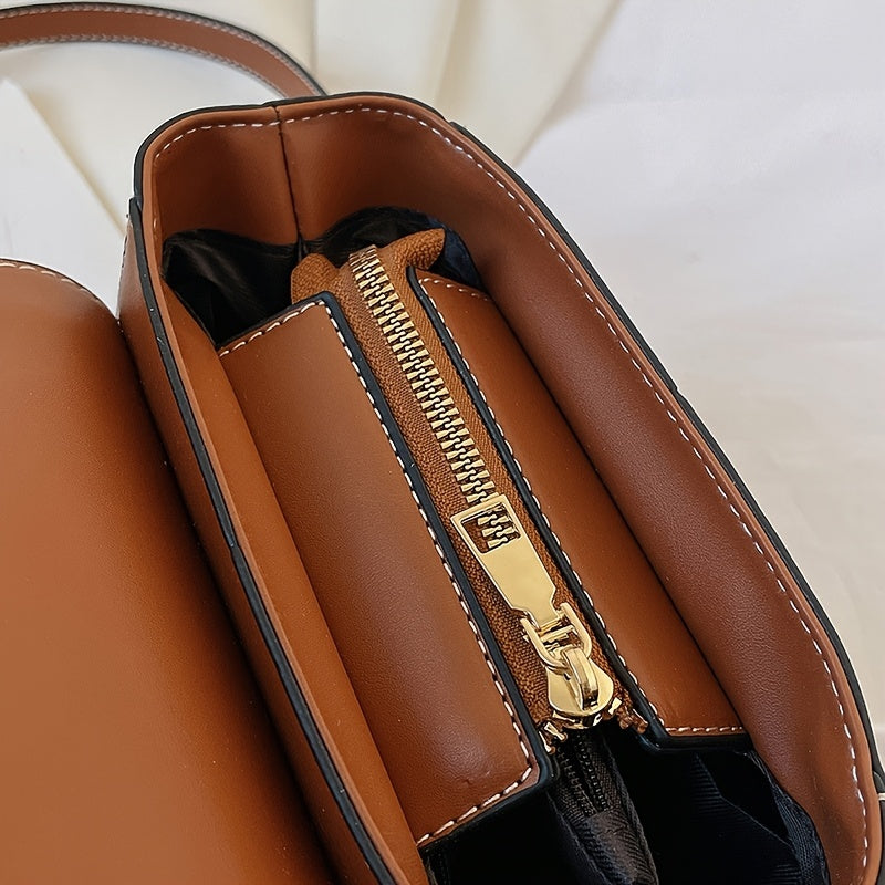 PU Women's Shoulder Bag, Large Capacity, Comfortable And Versatile, Small Square Bag, Commuting Fashion, Simple Crossbody Bag