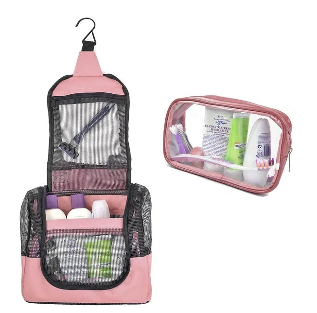 Portable Hanging Shower Caddy Organizer With 1 Free Toiletries Case Quick Dry Mesh Shower