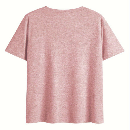 Women's V-Neck Short Sleeve Tee - Comfortable Casual T-Shirt With Text Print For Summer