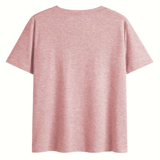 Women's V-Neck Letter Print T-Shirt - Comfortable Casual Summer Top