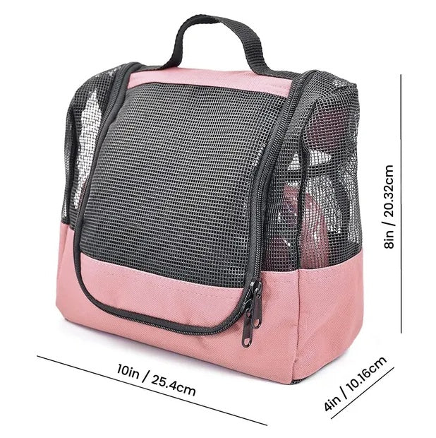 Portable Hanging Shower Caddy Organizer With 1 Free Toiletries Case Quick Dry Mesh Shower