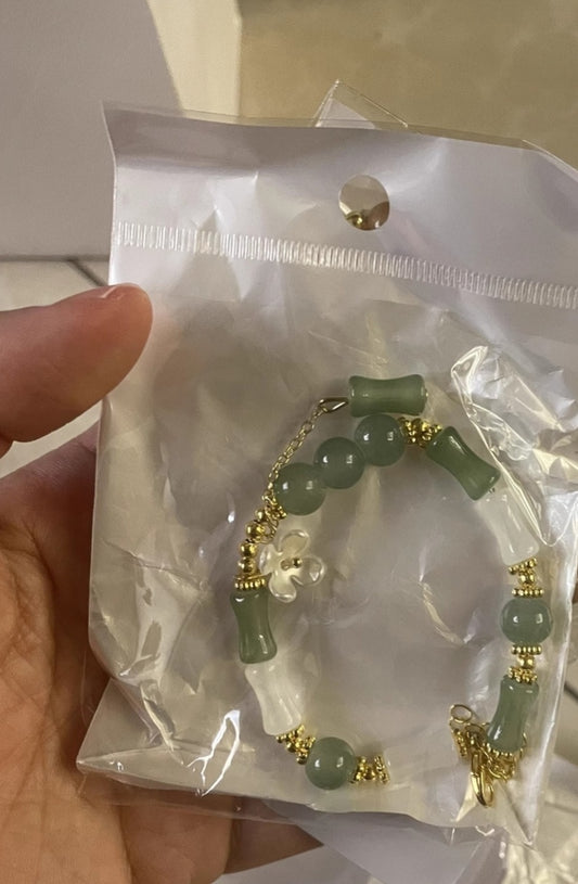 New Chinese-style Flower Embellishment Bracelet For Women, National Style Bamboo Segment Bracelet