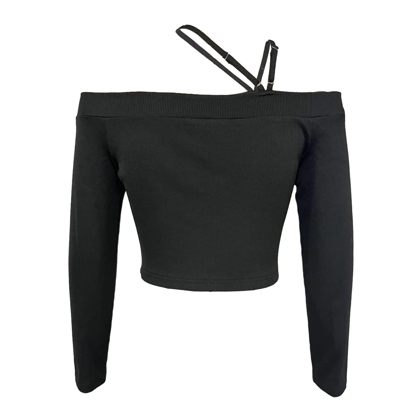 Ladies' Autumn And Winter Fashion Solid Color Sexy Off Shoulder Elegant Versatile Long Sleeved T-shirt Top