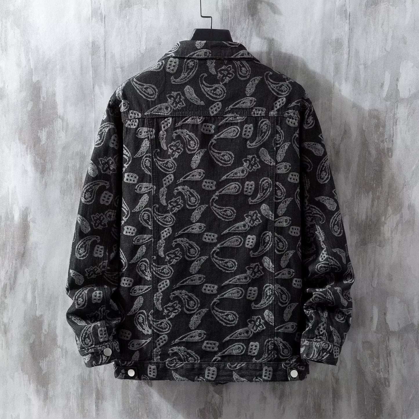 Printed Jacquard Fashion Casual All-matching Personality Trend Men's Coat