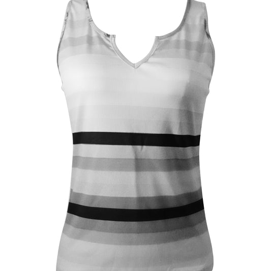 Women's V-neck Fashionable Rainbow Striped Printed Vest Top