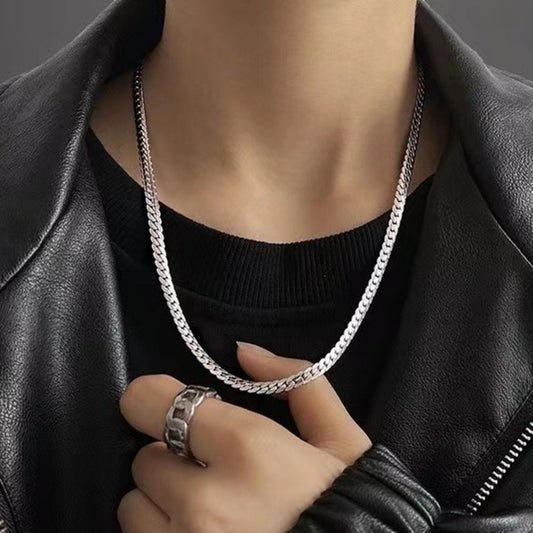 Plated Men's Flat Chain Necklace - Stylish Durable Elegant Gift For Hi