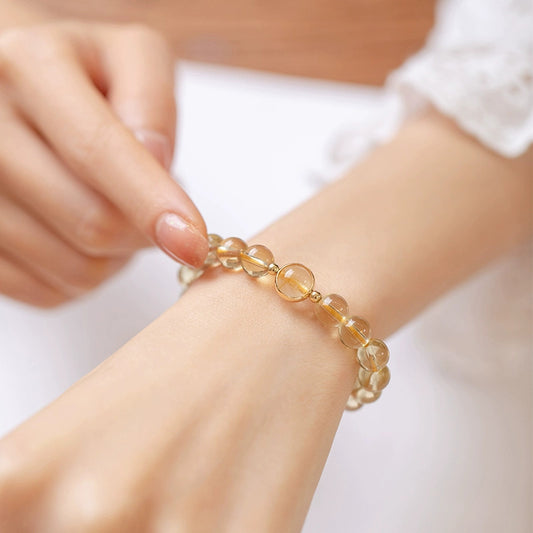 Yellow Crystal Bracelet Exhibition With Golden Yellow Crystal Beads