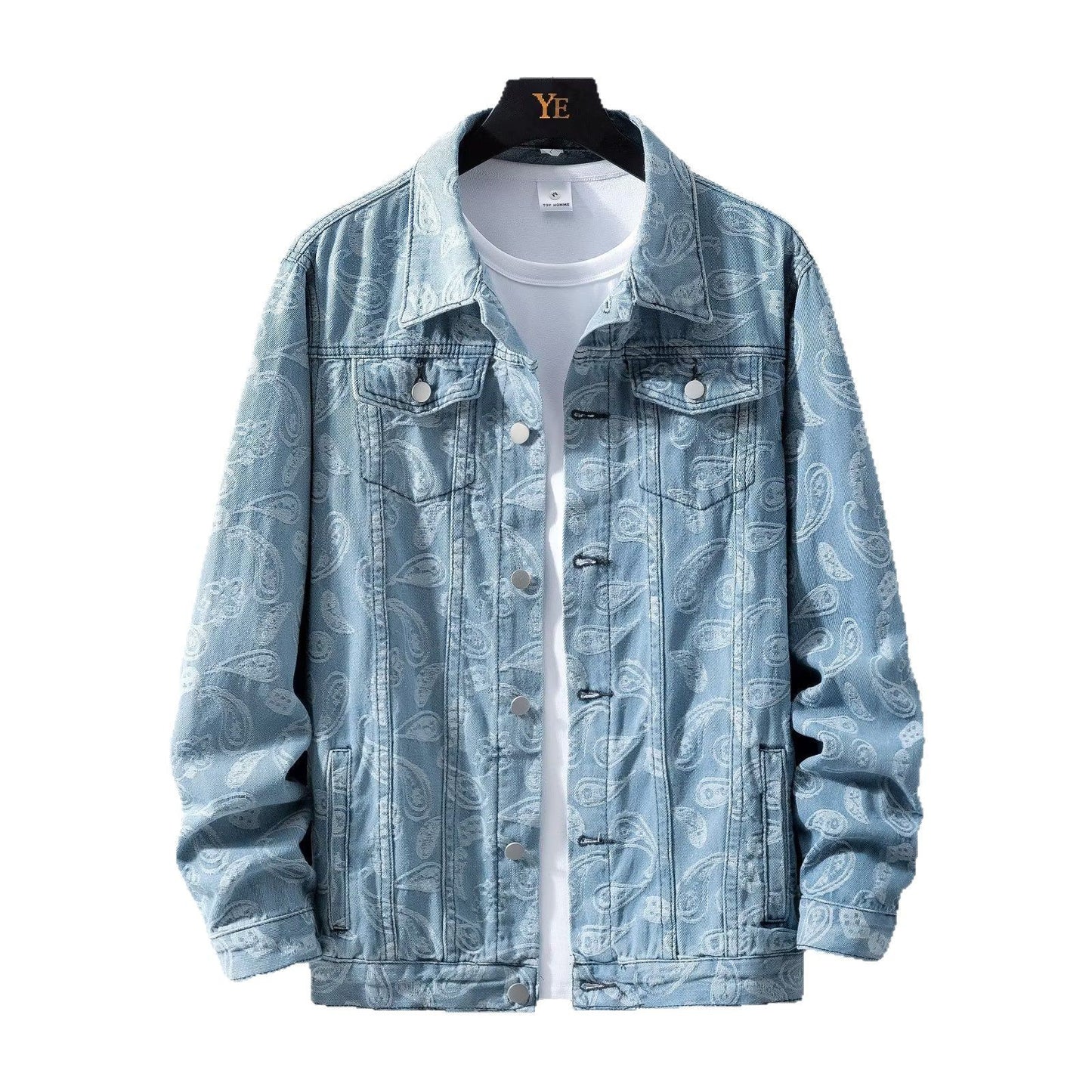 Printed Jacquard Fashion Casual All-matching Personality Trend Men's Coat