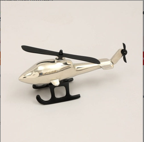 Aluminum Airplane Decorative Sculpture-Home Decor Statue-Accent Figurine Helicopter-10X3.25X5